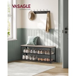 Skob�nk med 2 hylder - siddeb�nk med skohylder - gr� beige (Greige)