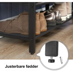 Skobnk med 2 hylder - siddebnk med skohylder - rustik brun