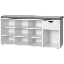 Skobnk - siddebnk med skohylder - entrebnk med skorum - hvid