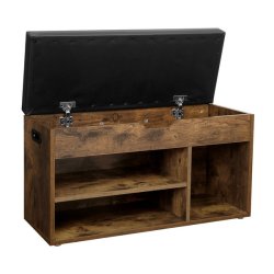 Skobnk - siddebnk med skohylder - opbevaringsbnk - brun