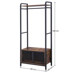 Garderobestativ med skab, hattehylde og bjlestang - rustik brun