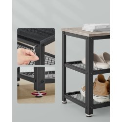 Skob�nk med 2 hylder - siddeb�nk med skohylder - gr� beige (Greige)