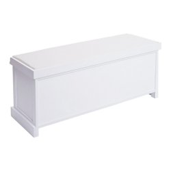 Siddeb�nk med creme hynde og 3 tr�kasser - b�nk med opbevaring - hvid