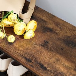 Garderobestativ med siddebnk, knager og skohylder - rustik brun