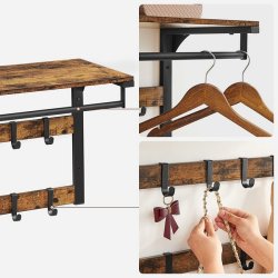 Knager�kke med b�jlestang og hattehylde 65x30 cm - rustik brun