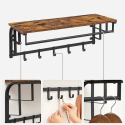 Knager�kke med hattehylde og b�jlestang 80x30 cm - rustik brun