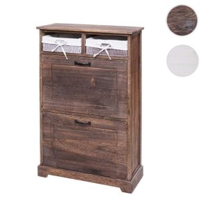 Skoskab med 2 skuffer 100 x 60 x 24 cm - brun skoreol til skoopbevaring