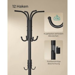 Stumtjener - frakke stativ i metal - sort 40 x 40 x 175 cm