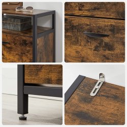 Skoskab med 2 rum - skoreol med 2 skuffer - rustikt brunt