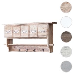 Vghngt garderobe med 5 skuffer - antik rustik lysebrun knagerkke 32x65x13