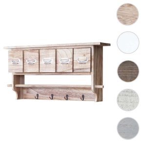 Vghngt garderobe med 5 skuffer - antik rustik lysebrun knagerkke 32x65x13