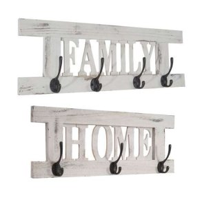 2 knagerkker Home + Family garderobe - antik hvid entrembler