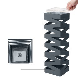 Paraplyholder med kroge og drypbakke - gr� paraplystativ
