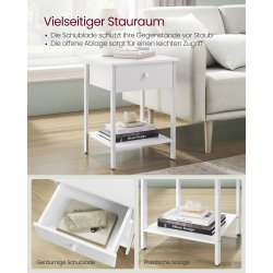Sengebord - sidebord med skuffe - hj�rnebord - hvid 40x40x55