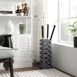 Paraplyholder med kroge og drypbakke - gr� paraplystativ