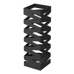 Paraplyholder med kroge og drypbakke - sort paraplystativ