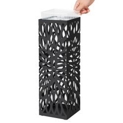 Paraplyholder med kroge og drypbakke - sort paraplystativ