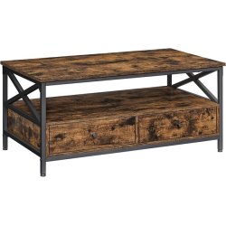 Sofabord - stuebord i industrielt design - rustik brun 100x55x45