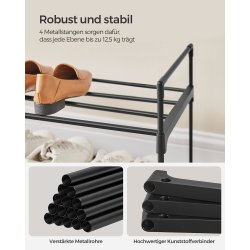 Skoreol - skostativ i sort metal med 3 hylder - 116 x 30 x 55