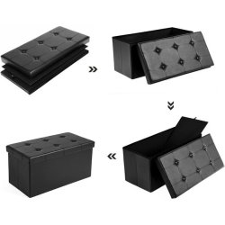 Entrebnk - skammel med kiste 76 x 38 x 38 - sort kunstlder