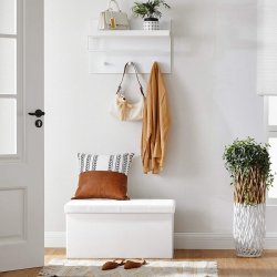 Entreb�nk - skammel med kiste 76 x 38 x 38 - hvid kunstl�der