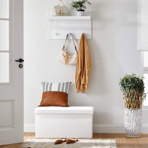 Entreb�nk - skammel med kiste 76 x 38 x 38 - hvid kunstl�der