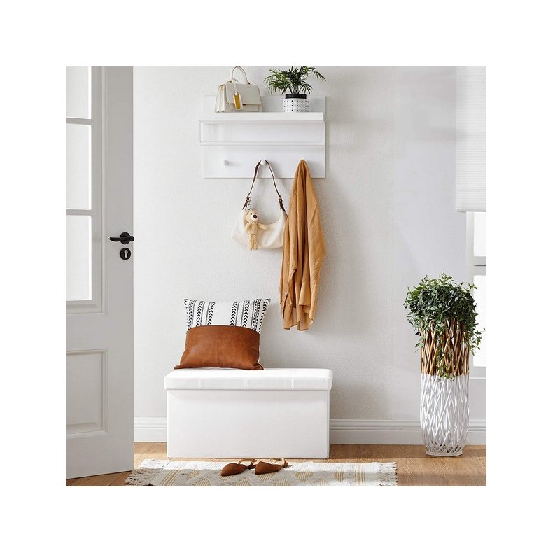 Entreb�nk - skammel med kiste 76 x 38 x 38 - hvid kunstl�der
