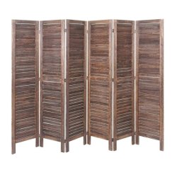 Skrmvg i brun antik vintage tr - rumdeler/foldevg 170 x 240 cm