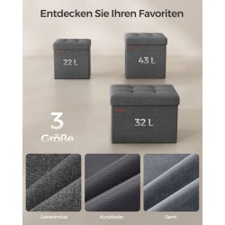 Puf med kiste - skammel med opbevaring 30 x 30 x 30 - mrkegr