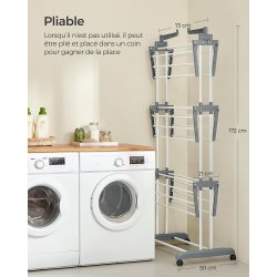 T�rrestativ til vasket�j - foldbart med vinger - hvid