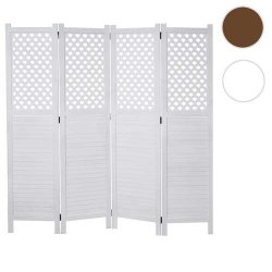 Foldesk�rm - hvid sk�rmv�g/skillev�g med ornamenter 170 x 160 cm