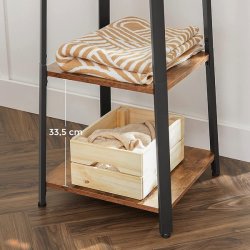 Stumtjener - frakke stativ i sort metal med 3 rustik brune hylder