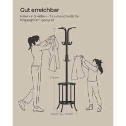 Stumtjener - frakke stativ i metal - sort 40 x 40 x 175 cm