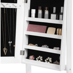 Smykkeskab - spejlskab med rum til makeup og smykker - hvid