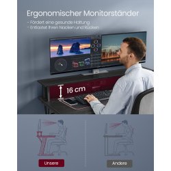 Gamerbord med sk�rmstativ, LED-lys og str�m - sort 120x60x76