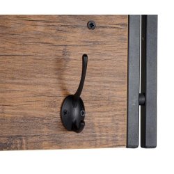 Knager�kke - garderobe med b�jlestang og hylde - 3D m�rk egetr�s look