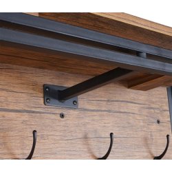 Knager�kke - garderobe med b�jlestang og hylde - 3D m�rk egetr�s look