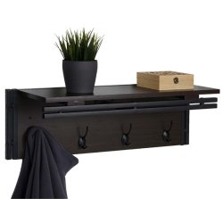 Knager�kke - garderobe med b�jlestang og hylde - 3D m�rkebrun egetr�s look