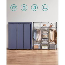 Kldeskab med stofsider - bl garderobeskab og tjskab - 175 cm