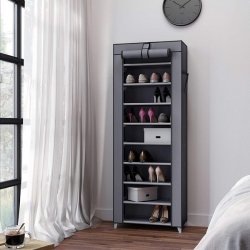 Skoskab med 10 hylder til 27 sko - 160 x 58 x 28 cm - gr