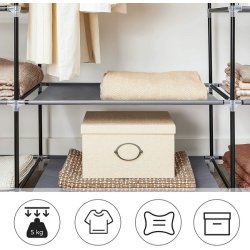 Kldeskab med stofsider - gr garderobeskab og tjskab - 175 cm