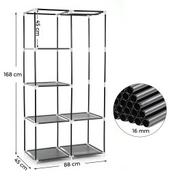 Kl�deskab med stofsider - gr� garderobeskab og t�jskab - 170 cm