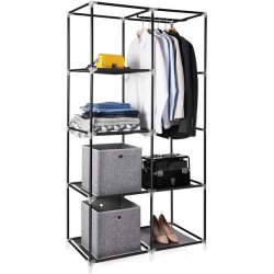 Kldeskab med stofsider - sort garderobeskab og tjskab - 170 cm