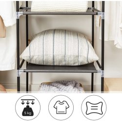 Kldeskab med stofsider - sort garderobeskab og tjskab - 175 cm