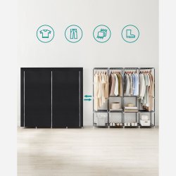 Kldeskab med stofsider - sort garderobeskab og tjskab - 167 cm