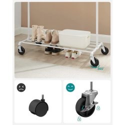 T�jstativ p� hjul - garderobestativ i vandr�r look med skohylde