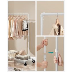 T�jstativ p� hjul - garderobestativ i vandr�r look med skohylde