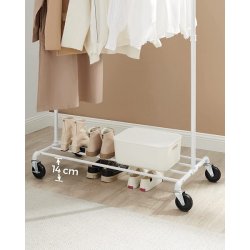 T�jstativ p� hjul - garderobestativ i vandr�r look med skohylde