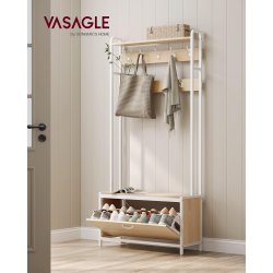 Garderobestativ med knager�kker og skoskab - eg brun og hvid