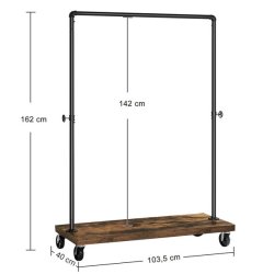 Tjstativ p hjul - garderobestativ med hylde og tjstang